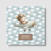 Boy Baby Dusche Gästebuch Niedlich Teddy Bear Pilo (Vorderseite)