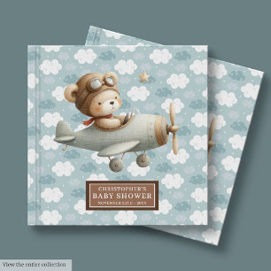 Boy Baby Dusche Gästebuch Niedlich Teddy Bear Pilo