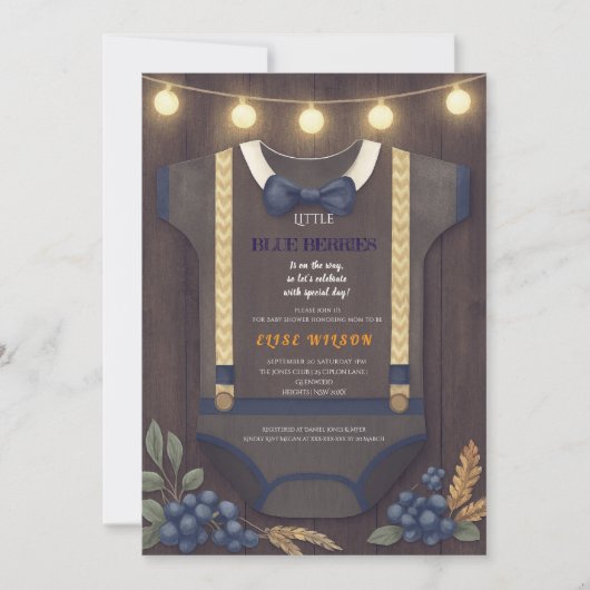 Boy Baby Dusche Herbstkrampf Bodysuit invita Einladung (Vorderseite)