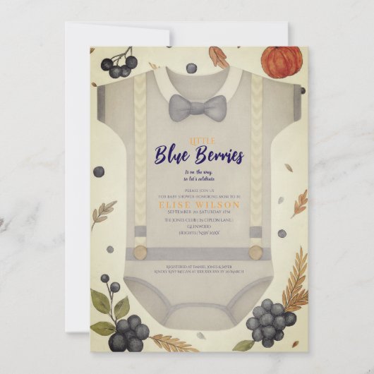 Boy Baby Dusche Herbstkrampf Bodysuit invita Einladung (Vorderseite)