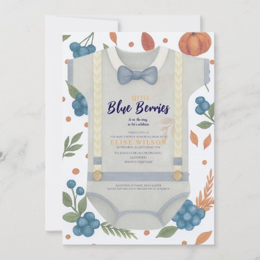 Boy Baby Dusche Herbstkrampf Bodysuit invita Einladung (Vorderseite)