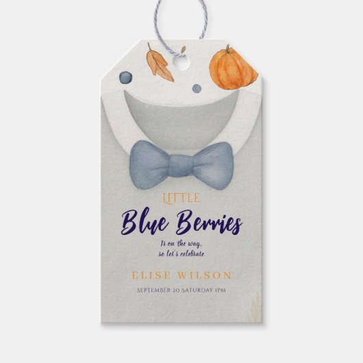 Boy Baby Dusche Herbstkrampf Bodysuit invita Geschenkanhänger (Vorderseite)