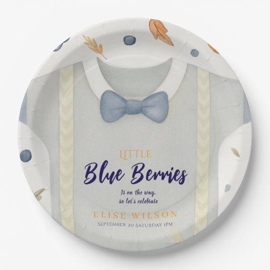 Boy Baby Dusche Herbstkrampf Bodysuit invita Pappteller (Vorderseite)