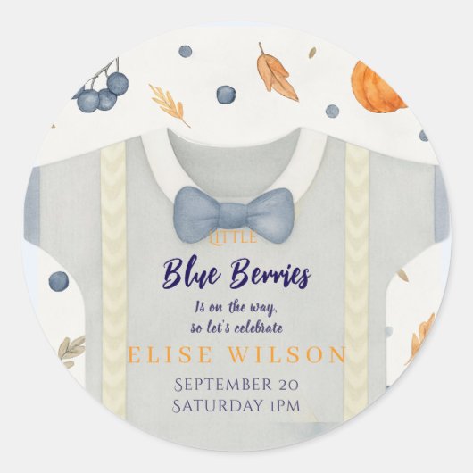 Boy Baby Dusche Herbstkrampf Bodysuit invita Runder Aufkleber (Vorderseite)