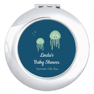Boy Baby Dusche Navy Blue Jellyfish Taschenspiegel