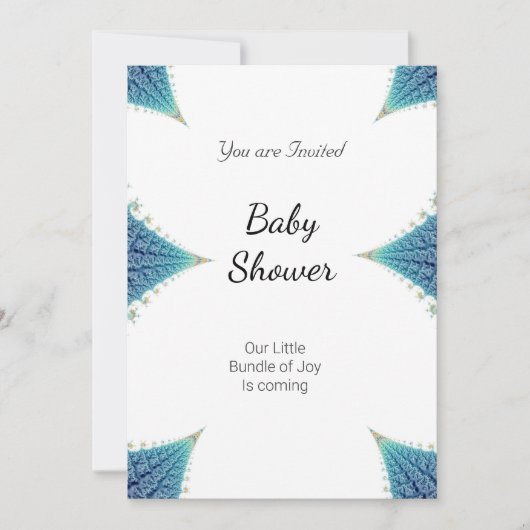 Boy Baby Dusche Party Blau weiße Einladung (Vorderseite)