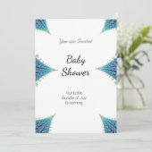 Boy Baby Dusche Party Blau weiße Einladung (Stehend Vorderseite)