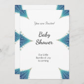Boy Baby Dusche Party Blau weiße Einladung (Vorne/Hinten)