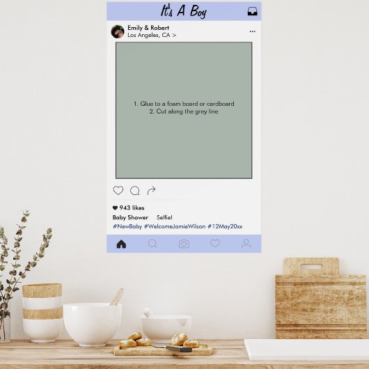 Boy Baby Dusche Party Prop Foto Kabine Rahmen Poster (Küche)