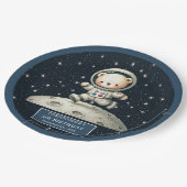 Boy Baby Duschplatte mit Space Teddy Bear Pappteller (Schrägansicht)