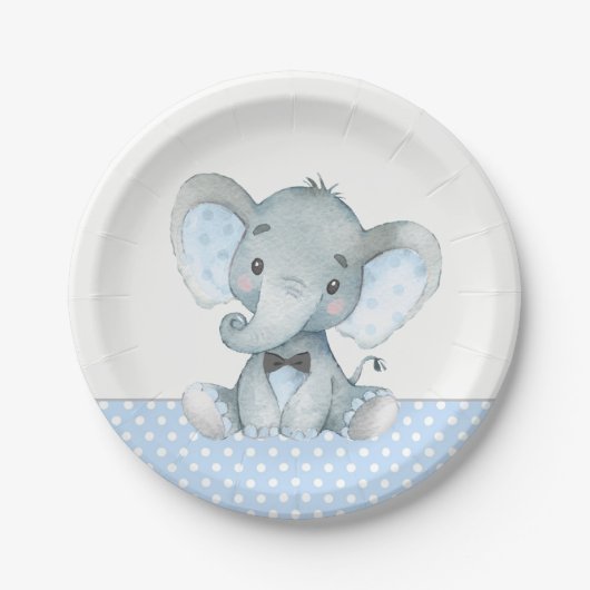 Boy Baby Elephant Baby Duschpapier Teller (Vorderseite)