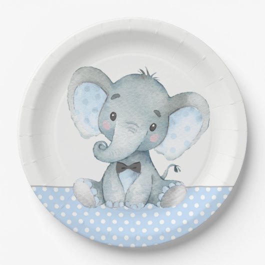 Boy Baby Elephant Baby Duschpapier Teller (Vorderseite)