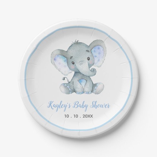 Boy Baby Elephant Baby Duschpapier Teller (Vorderseite)
