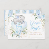 Boy Baby Elephant Blue Rose Diaper Raffle Begleitkarte (Vorne/Hinten)