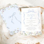Boy Baby in Bloom Blue Bow Blumendusche Einladung