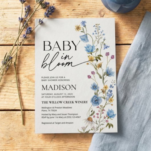 Boy Baby in Bloom Invitation | Baby Shower  Einladung