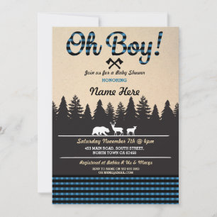 Boy Baby Lumberjack Baby Dusche Blue Invite Einladung