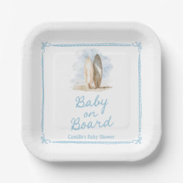 Boy Baby on Board Beach Baby Dusche Pappteller