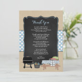 Boy Baby Q danke dir ein Gedicht / GRILLEN Babydus Einladung (Stehend Vorderseite)