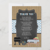 Boy Baby Q danke dir notiert Gedicht / GRILLEN Bab Einladung (Vorderseite)