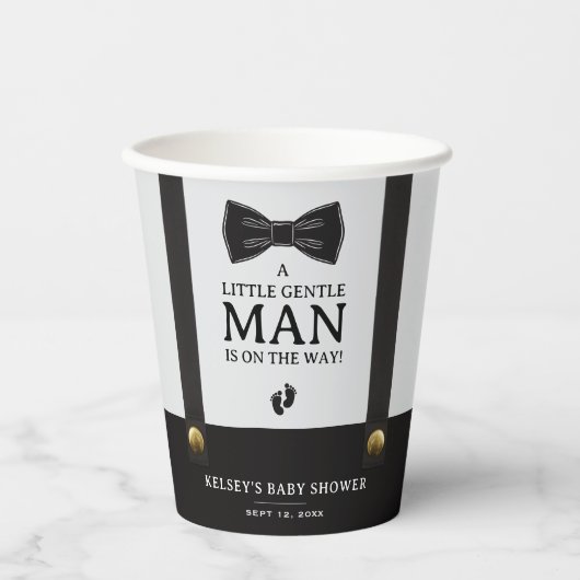 Boy Baby Shower A Little Gentleman Suspenders Pappbecher (Vorderseite)
