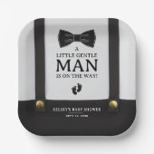 Boy Baby Shower A Little Gentleman Suspenders Pappteller (Vorderseite)