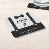 Boy Baby Shower A Little Gentleman Suspenders Rechteckiger Pappuntersetzer (angewinkelt)