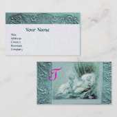 BOY BABY SHOWER ANTIQUE BLUE FLORAL MONOGRAM VISITENKARTE (Vorne/Hinten)