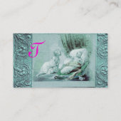 BOY BABY SHOWER ANTIQUE BLUE FLORAL MONOGRAM VISITENKARTE (Rückseite)