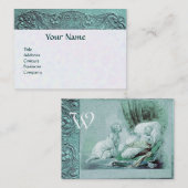 BOY BABY SHOWER ANTIQUE BLUE FLORAL MONOGRAM VISITENKARTE (Vorne/Hinten)
