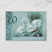 BOY BABY SHOWER ANTIQUE PINK BLUE FLORAL MONOGRAM VISITENKARTE (Rückseite)