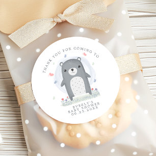 Boy Baby Shower Bear Vielen Dank für Ihr Interesse Runder Aufkleber