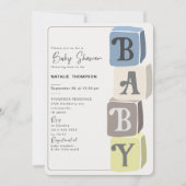 Boy Baby Shower Blocks Einladung (Vorderseite)