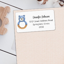 Boy Baby Shower Blue Bear Rücksendeadresse Adressaufkleber
