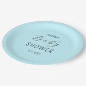 Boy Baby Shower Blue Black Pappteller (Schrägansicht)