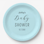 Boy Baby Shower Blue Black Pappteller (Vorderseite)