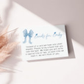 Boy Baby Shower Blue Bow Books for Baby Begleitkarte