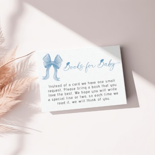 Boy Baby Shower Blue Bow Books for Baby Begleitkarte