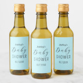 Boy Baby Shower Blue Elegant Weinetikett (Flaschen)