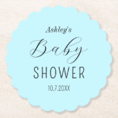 Boy Baby Shower Blue Minimalistisch Untersetzer (Vorderseite)