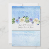 Boy Baby Shower Blue n White Roses Geometric Frame Einladung (Rückseite)