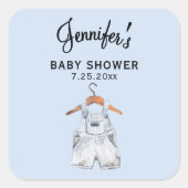 Boy Baby Shower Blue Overalls 3-in Candle Sticker (Vorderseite)