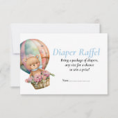 Boy Baby Shower Blue Teddy Balloons Diaper Raffel Einladung (Vorderseite)