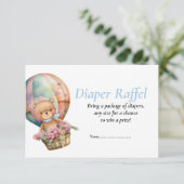 Boy Baby Shower Blue Teddy Balloons Diaper Raffel Einladung (Stehend Vorderseite)