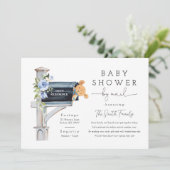 Boy Baby Shower by Mail, Baby Shower Long Distance Einladung (Stehend Vorderseite)