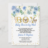 Boy Baby Shower by Mail pandemische Holztiere Einladung (Vorderseite)