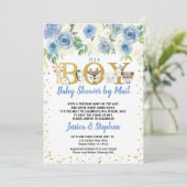 Boy Baby Shower by Mail pandemische Holztiere Einladung (Stehend Vorderseite)