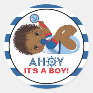 Boy Baby Shower Classic Round Sticker