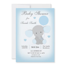 Boy Baby Shower Einladung Elephant Blue