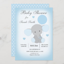 Boy Baby Shower Einladung Elephant Blue